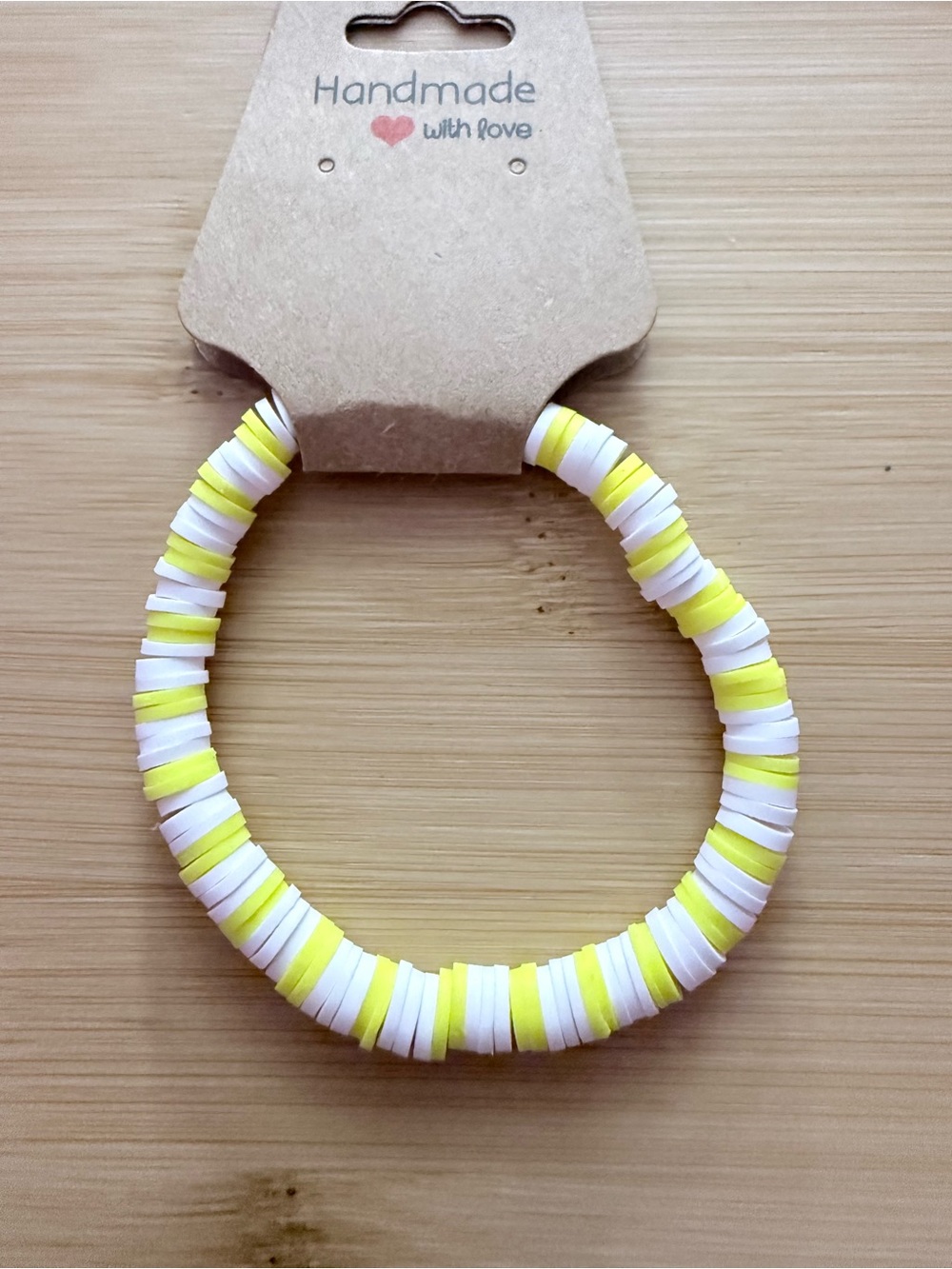‼️2/$10‼️Handmade Kids Yellow & White Bead Stretch Bracelet